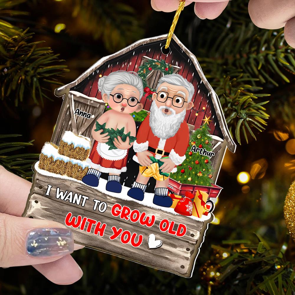 I Want To Grow Old With You - Customized Couple Wooden Ornament