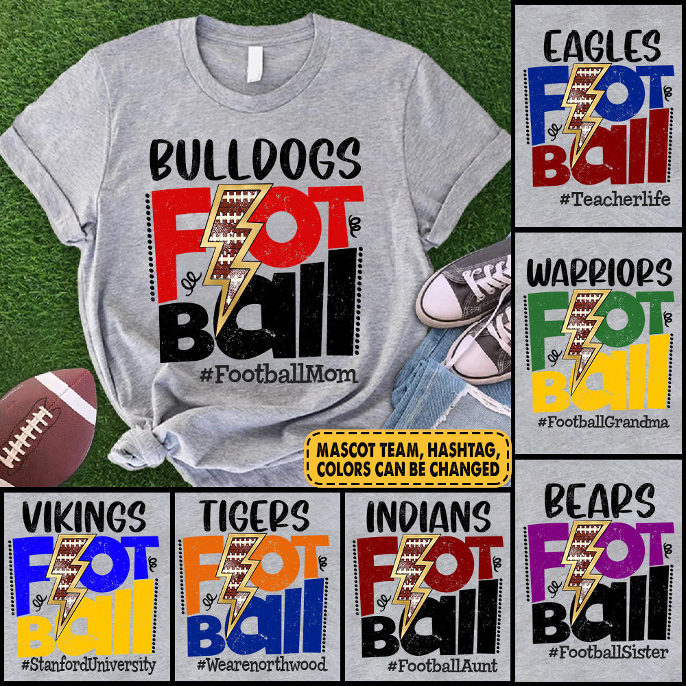 Personalized Shirt Football Team Colors Spirit Tee Custom Hashtag Football Gift K1702