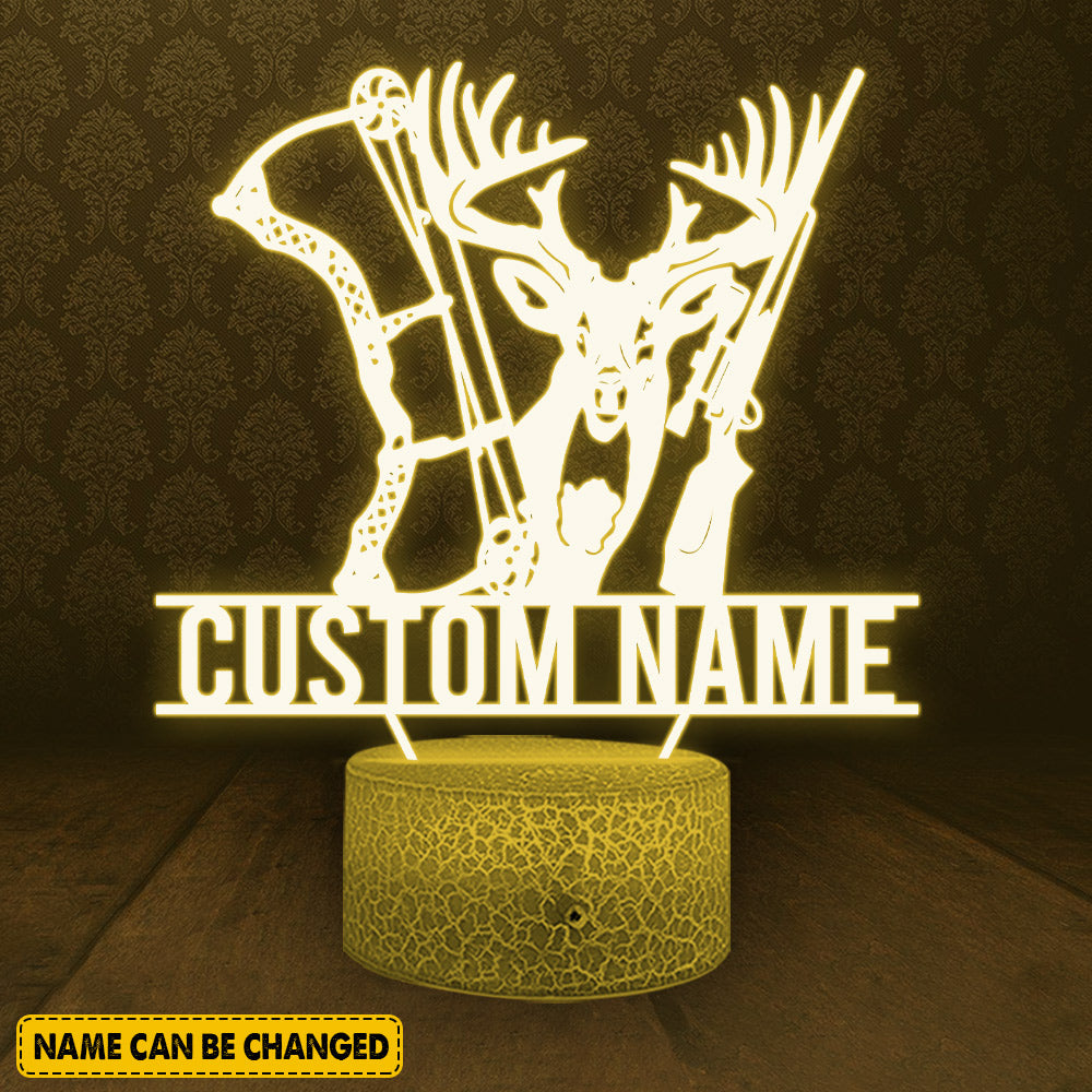 Personalized Deer Bow Hunting Led Night Lamp Gift For Hunting Lovers - Custom Gifts For Hunter Lovers - Deer Bow Hunting Night Light