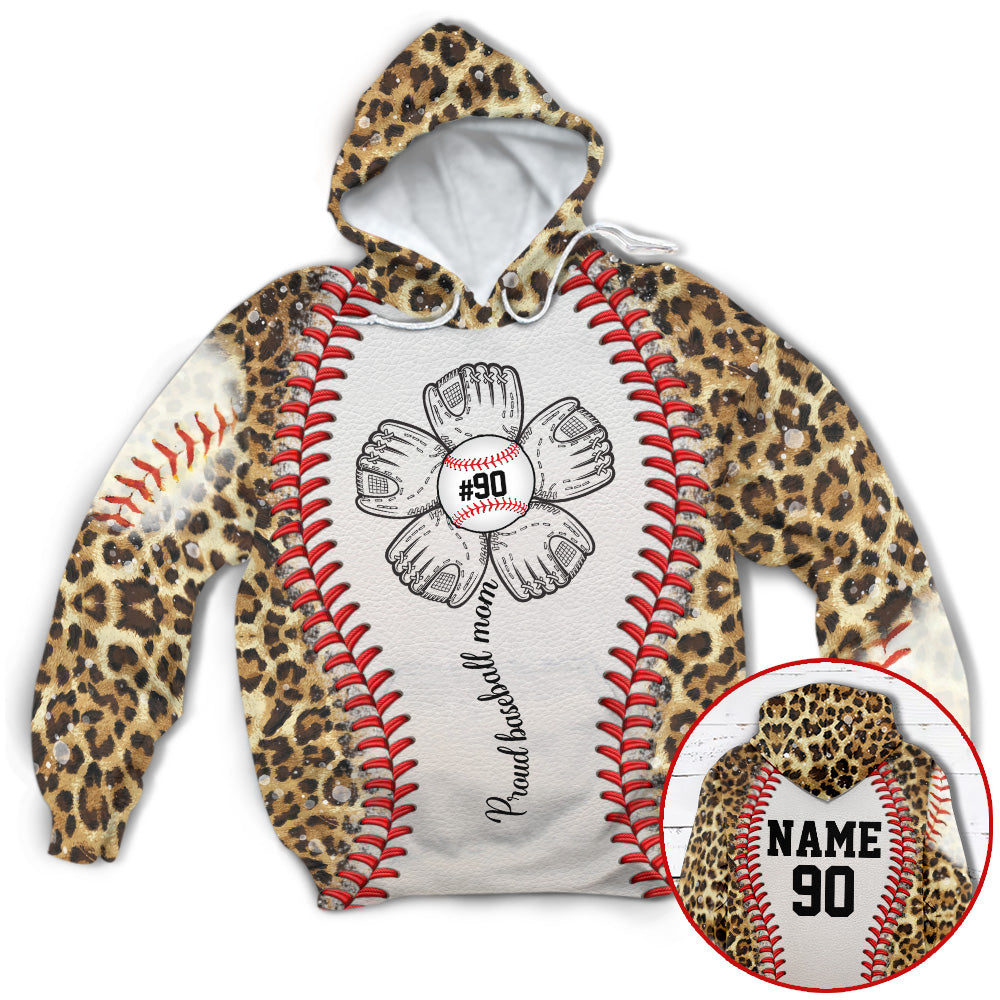 Personalized Shirts Proud Baseball Mom Sunflower Baseball Ball And Bat Leopard 3D All Over Print Shirt For Baseball Mom Hk10