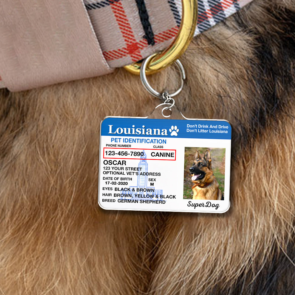 Custom Photo Pet ID Tags - Drivers License - Louisiana