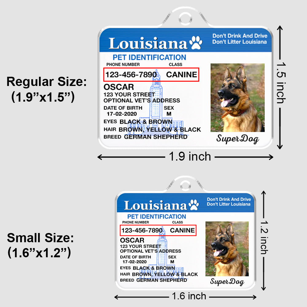 Custom Photo Pet ID Tags - Drivers License - Louisiana