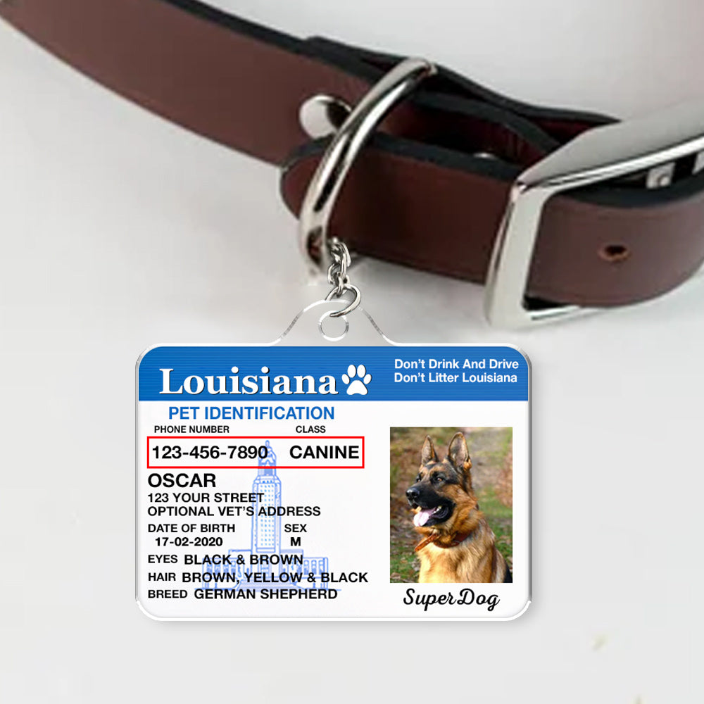 Custom Photo Pet ID Tags - Drivers License - Louisiana