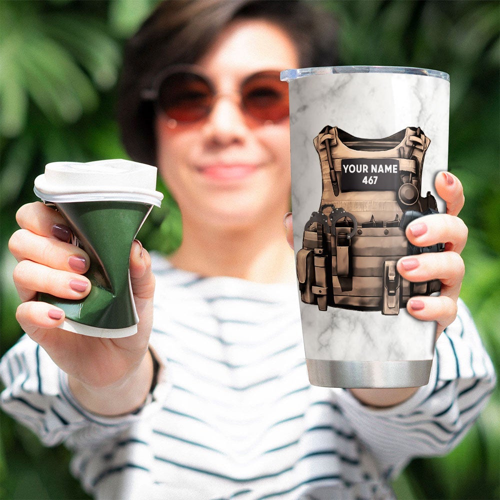 Personalized Police Tumbler Police Blue Line American Flag Tumbler