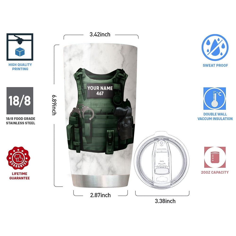 Personalized Police Tumbler Police Blue Line American Flag Tumbler