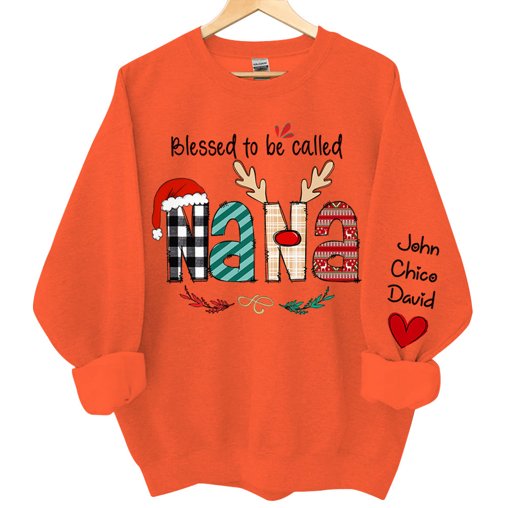 Blessed To Be Called Nana Personalized Sweatshirt - Custom Grandma and Grandkids Christmas Shirt
