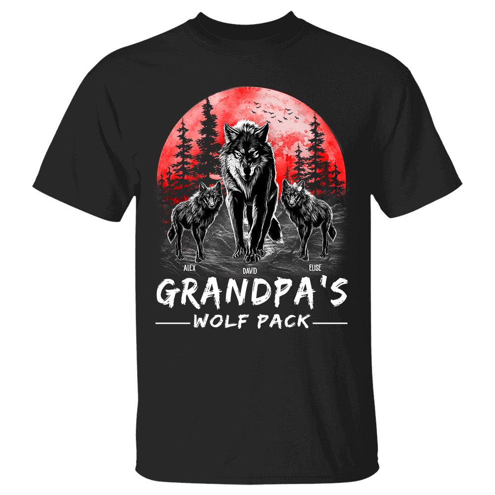 Grandpa Wolf Pack Personalized Shirt - Perfect Father's Day Gift for Grandfather & Dad - Unique Men's Personalized Tee