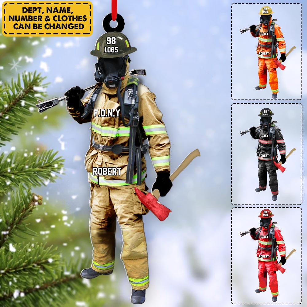 Custom Firefighter On Duty Personalized Ornament Gift For Firefighter Fireman Gift For Birthday
