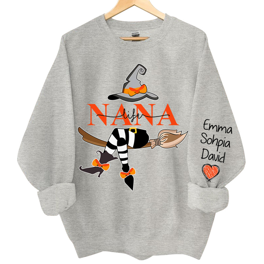 Personalized Grandma Life Witch With Grandkids Halloween Sweatshirt