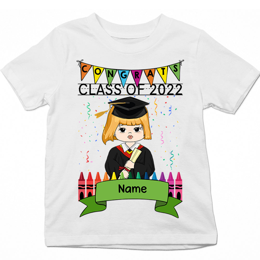 Personalized Congrats Class Of 2022, Graduate Kindergarten Preschool Pre-K 2023 Class Shirt Gift For Kid