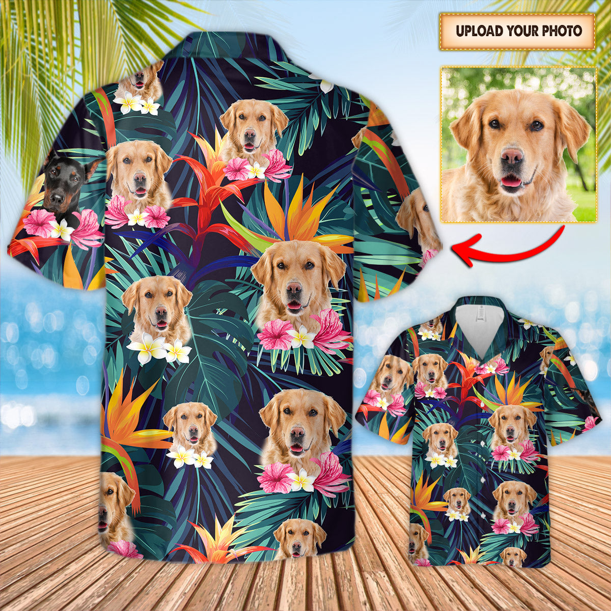 Custom Hawaiian Shirt Gift For Dog Lovers - Personalized Aloha Shirt Gifts For Dog Mom - Golden Retrievers Hawaiian Shirts For Men