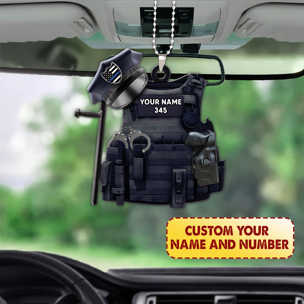 Personalized Ornament Gifts For Police - Custom Ornaments Gift For Policeman - Proud Police American Car Ornament