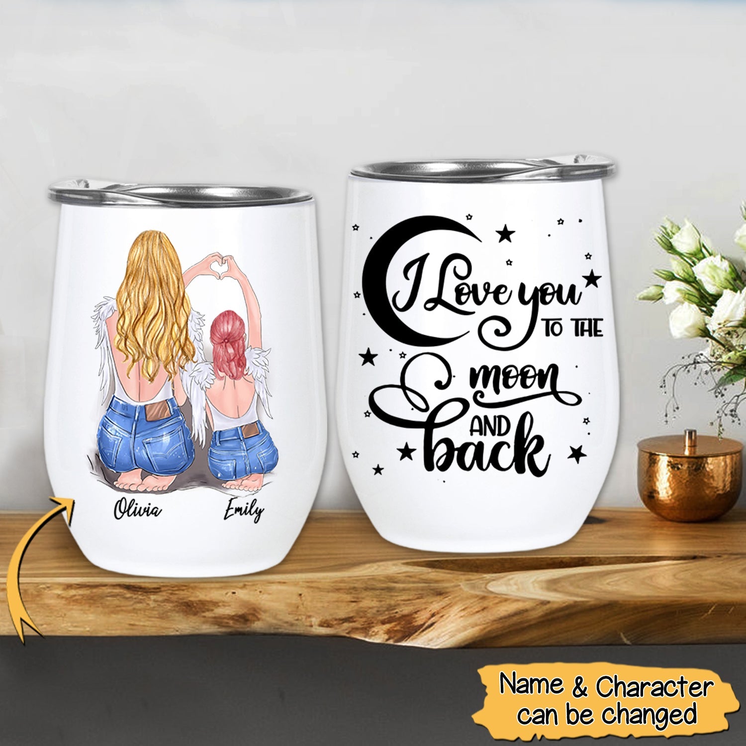 Personalized I Love You To The Moon And Back Tumbler For Mom From Daughter