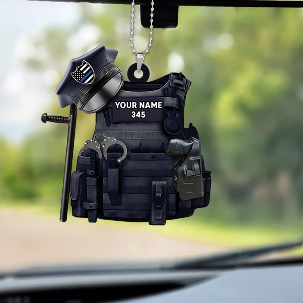 Personalized Ornament Gifts For Police - Custom Ornaments Gift For Policeman - Proud Police American Car Ornament