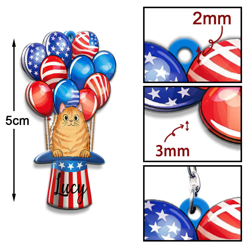 Cat Air Balloon Personalized Keychain