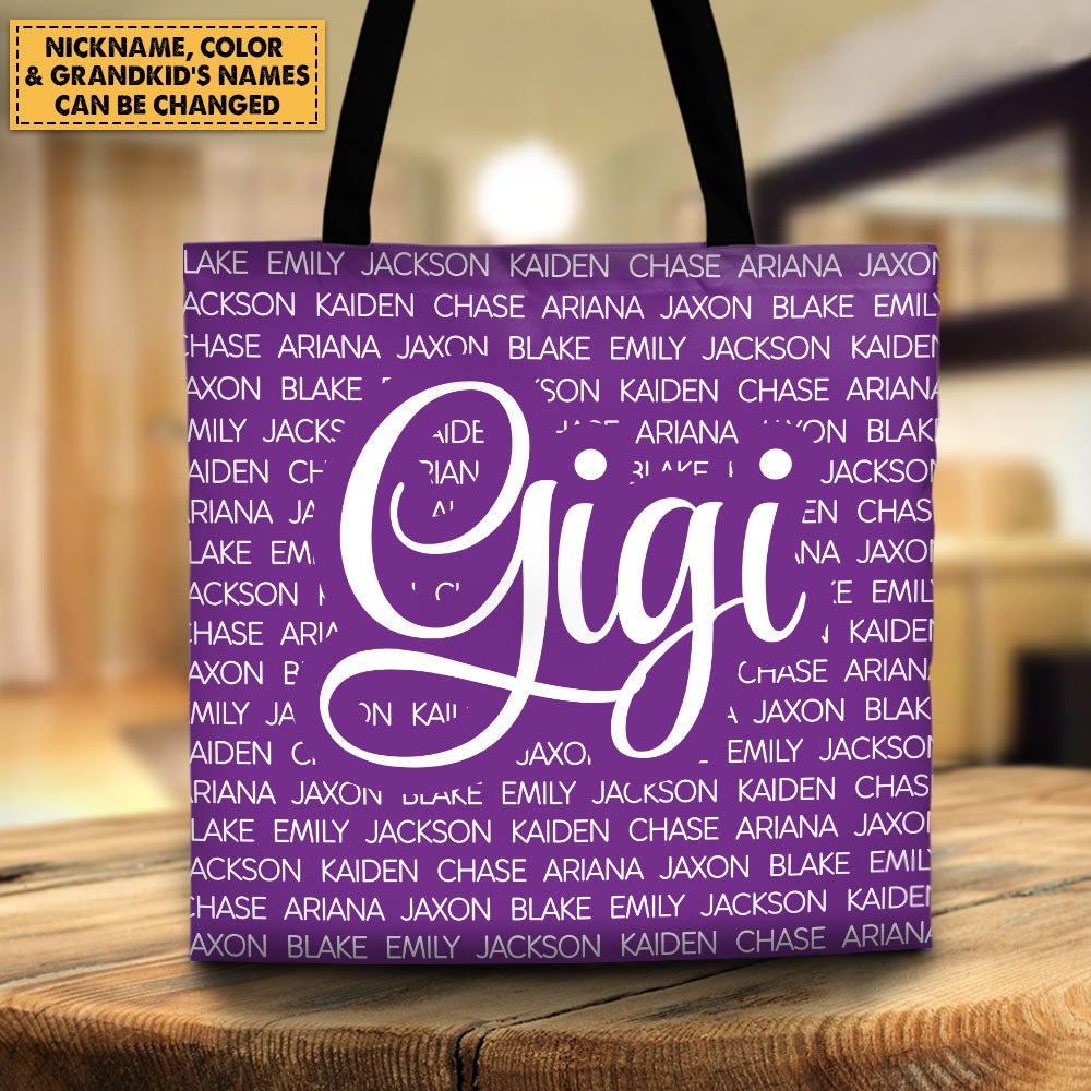 Personalized Grandma Nana Gigi Tote Bag Grandma With Grandkids Name Tote Bag