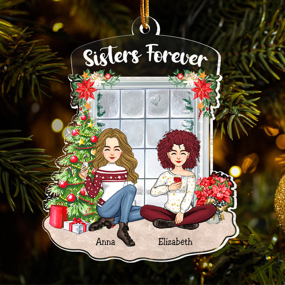 Sisters Forever Personalized Acrylic Ornament Gift For Best Friends NA02