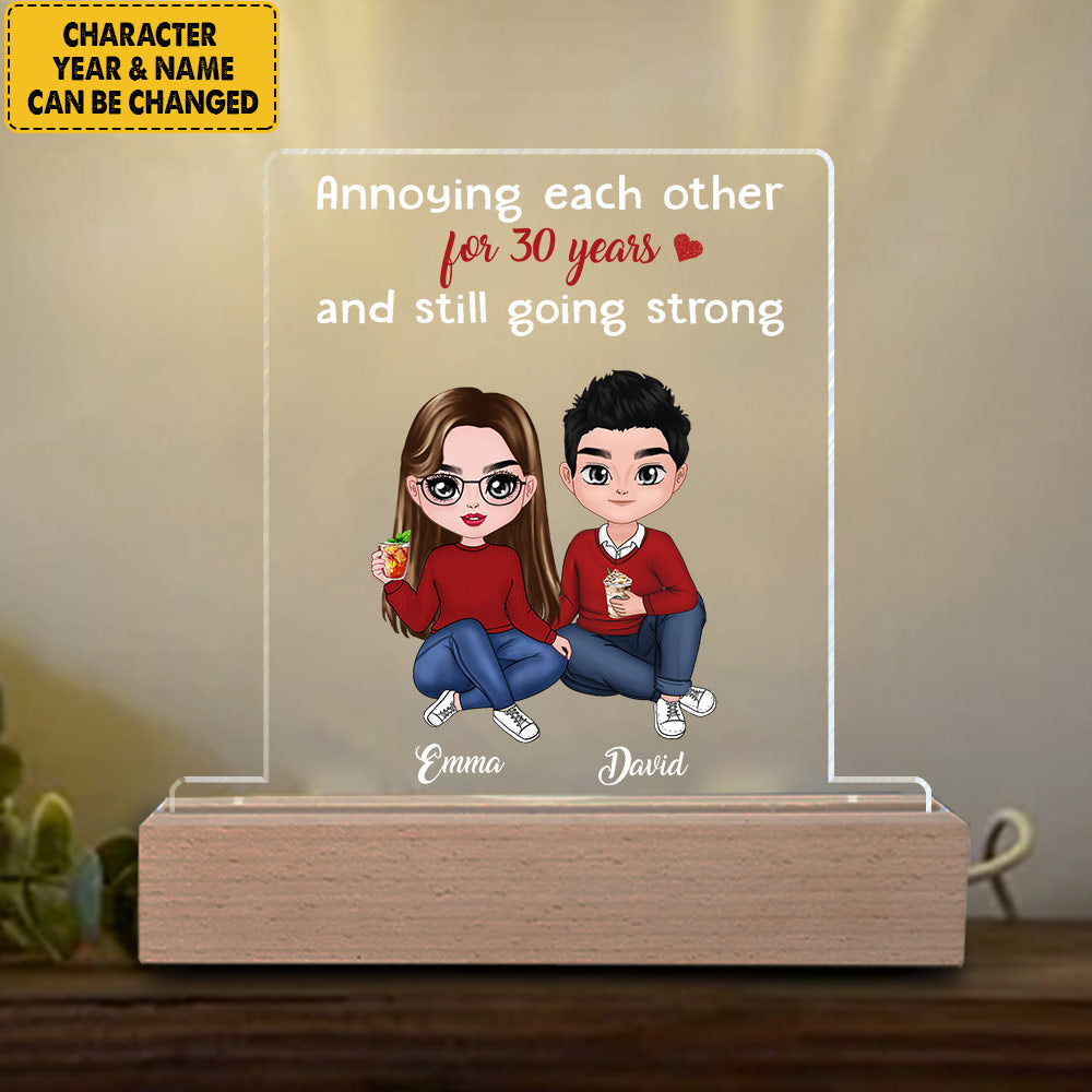 Personalized 3D Led Light Wooden Base Gift For Couple Husband Wife - Annoying Each Other For Years - Custom Valentine Day Gift
