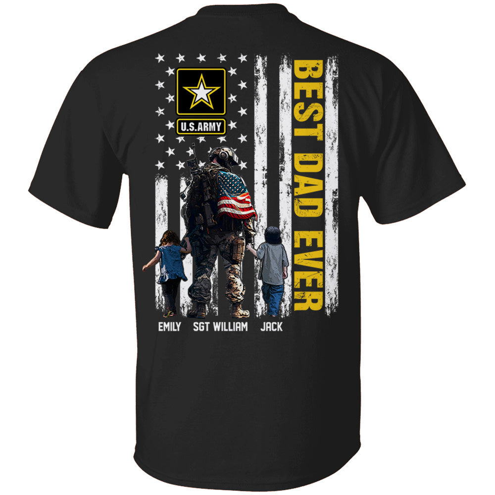 Best Dad Ever Grunge American Flag Personalized Shirt For Veteran Dad H2511