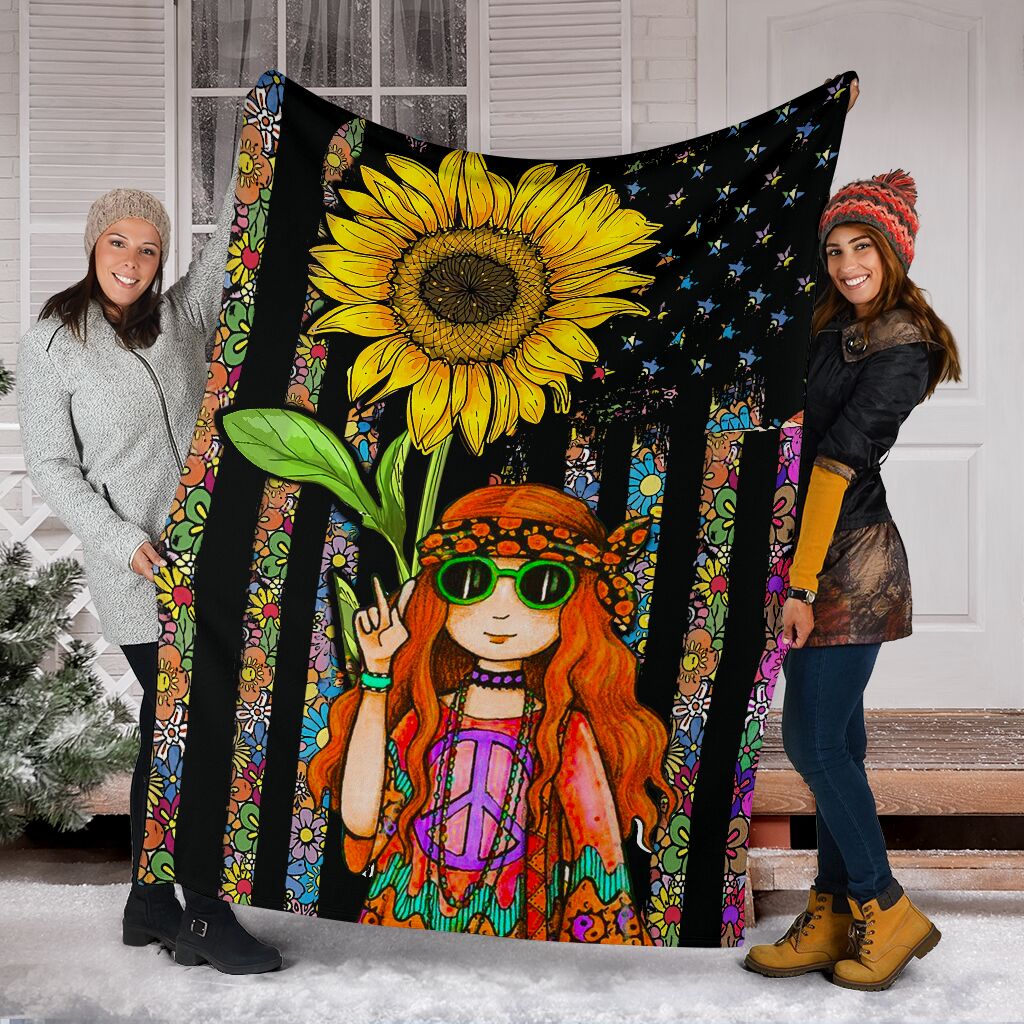Hippie Blanket - Hippie Gift - Hippie Sunflower Blanket - Hippie Lover Blanket - Hippie Live Blanket