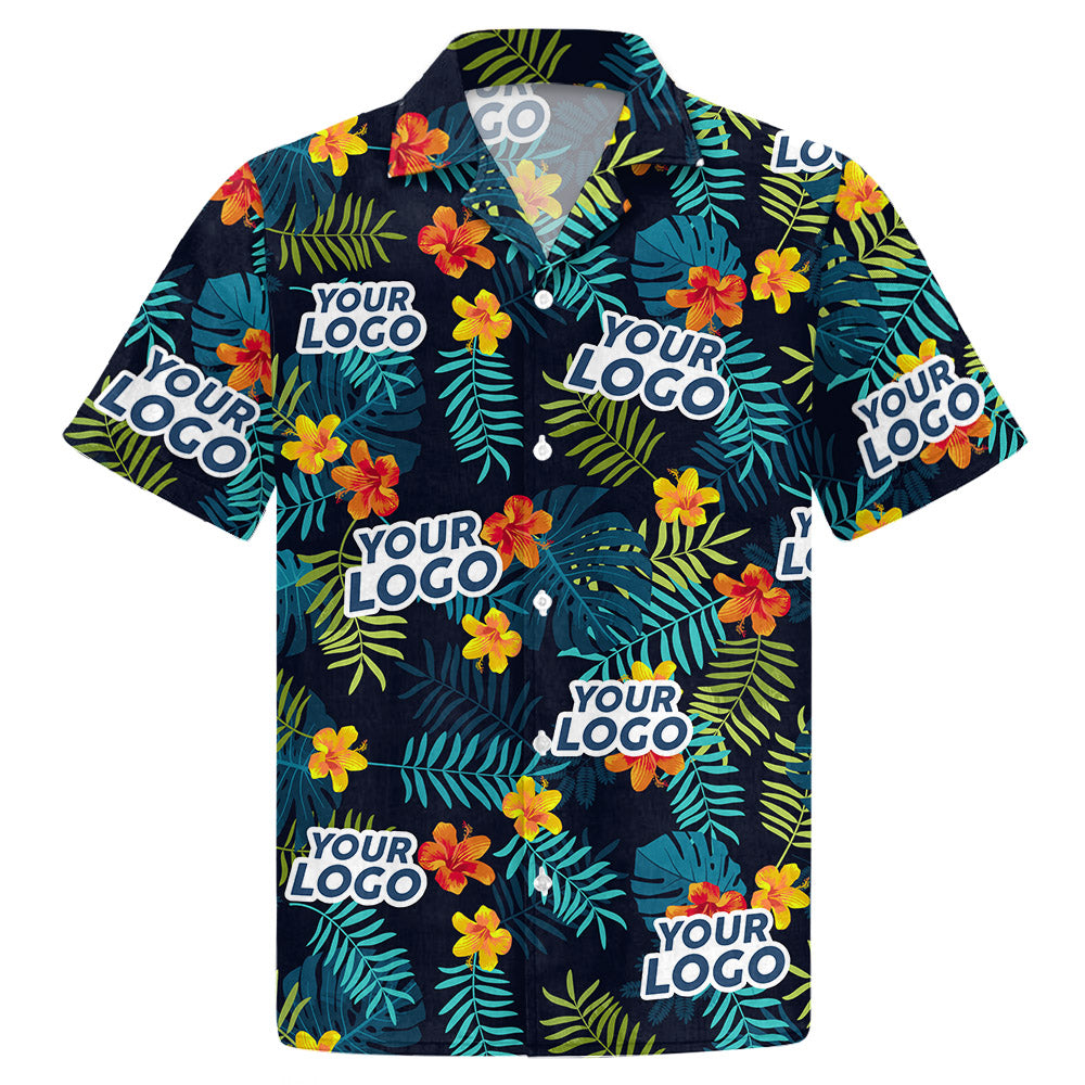 Custom Photo Tropical Vibes Only - Company Logo Personalized Custom Unisex Tropical Hawaiian Shirt - Summer Vacation Gift, Gift For Coworker, Team Members