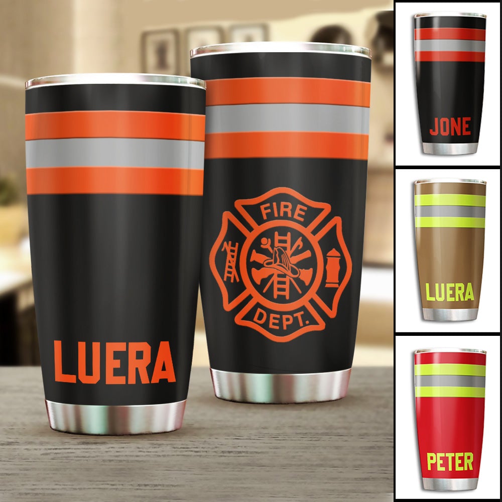 Personalized Tumbler Gift For Firefighter Custom Name And Bunker Gear