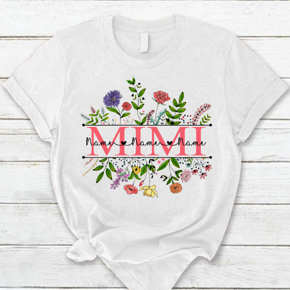 Personalized Wildflowers Mimi And Grandkids Name Shirts For Mimi