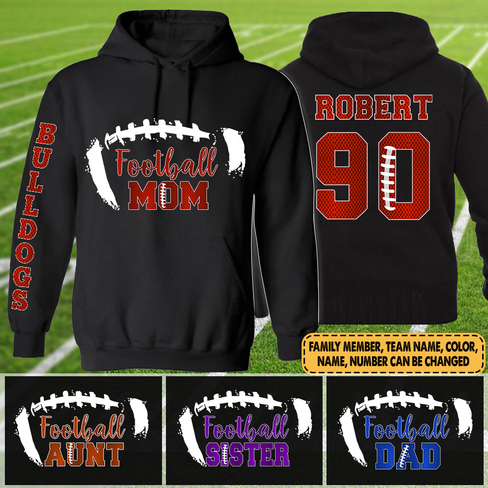 Football Hoodie Football Custom With Number Name Player In Glitter Football Mom All Over Print Hoodie Shirt K1702