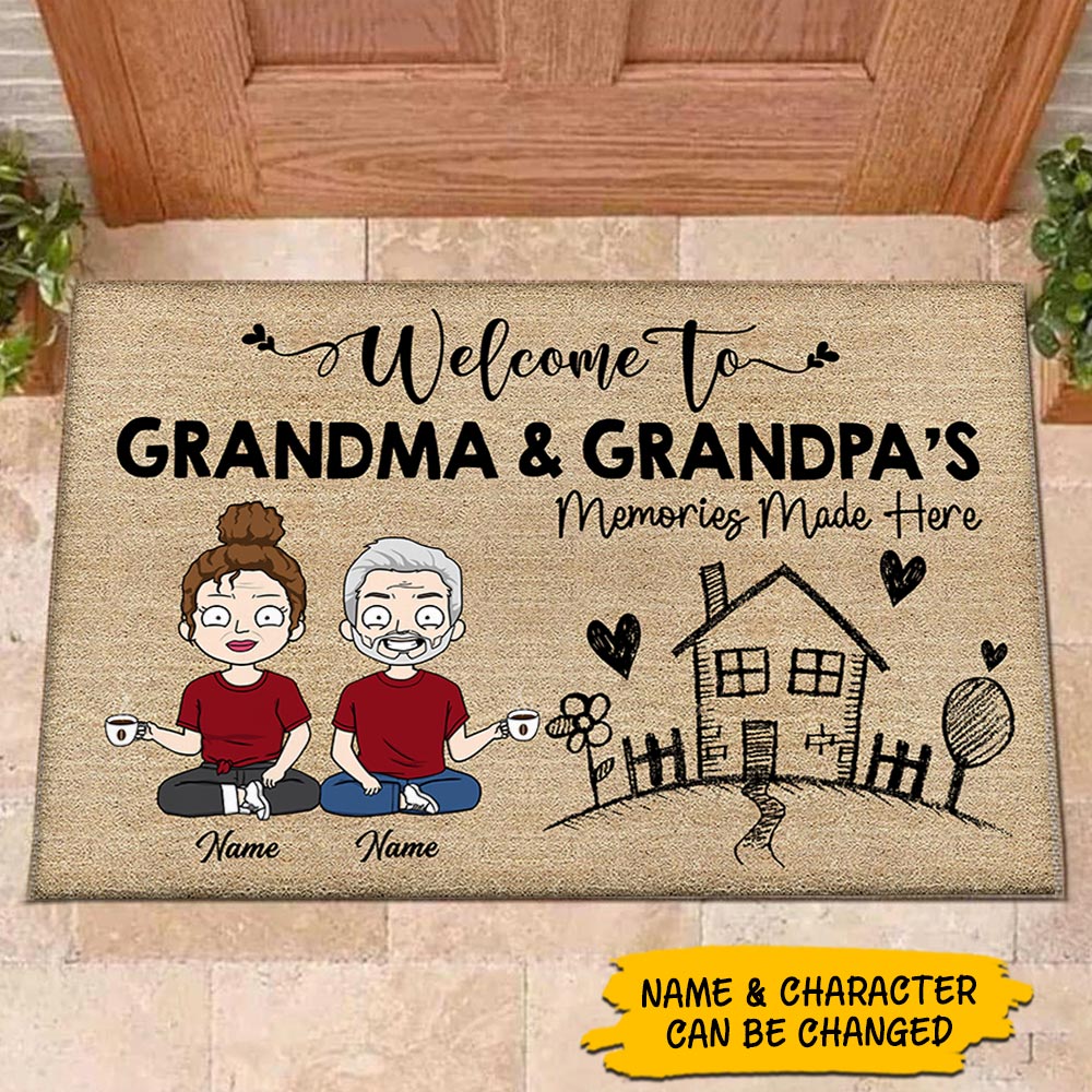 Persnalized Grandparents Home Doormat Welcome To Grandma And Grandpa's Memories Made Here Lovely House Doormat