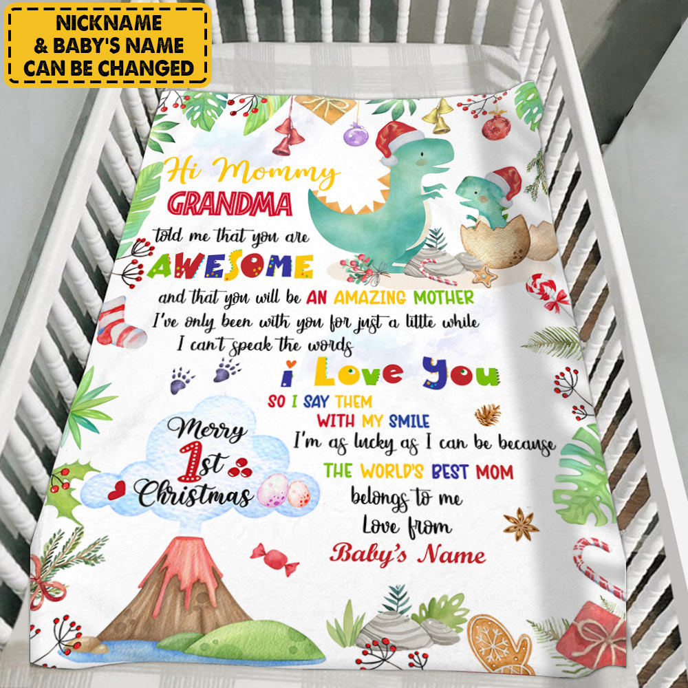Grandma Told Me That You Are Awesome New Baby Christmas Custom Blanket Gift For Newborn