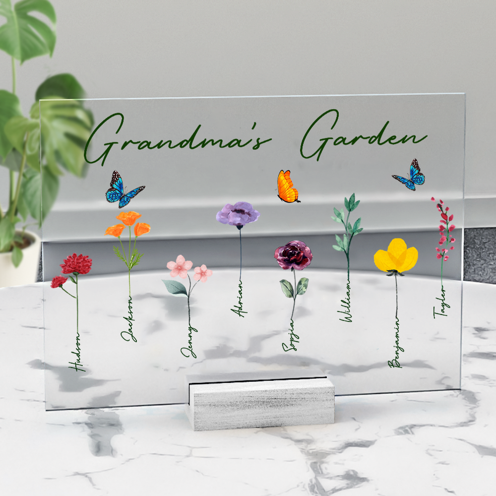 Personalized Grandma's Garden Acrylic Plaque For Grandma Nana Mimi..., Mother's Day Gift