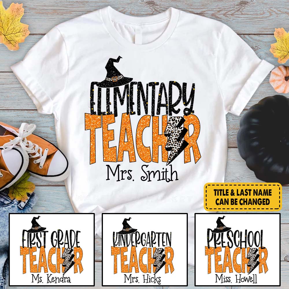 Personalized Shirt Teacher Halloween, Thunder Leopard Custom Title, Name Teacher K1702