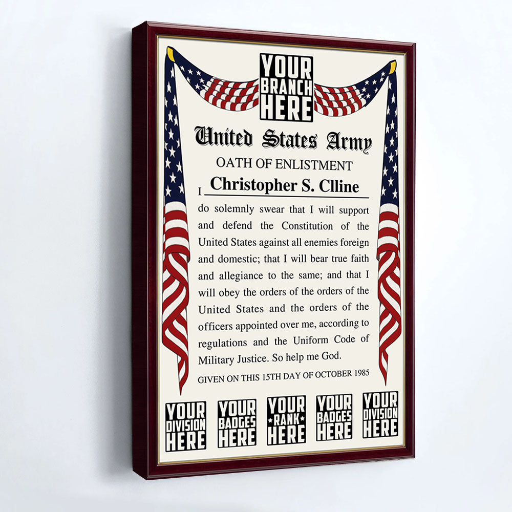 Oath Of Enlistment Personalized Poster Canvas Gift For Veteran H2511
