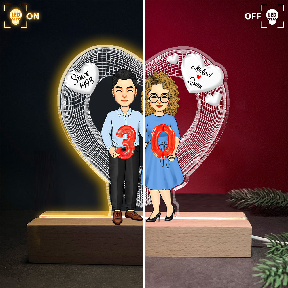 Together Since, Couple Personalized Custom Shaped 3D LED Light