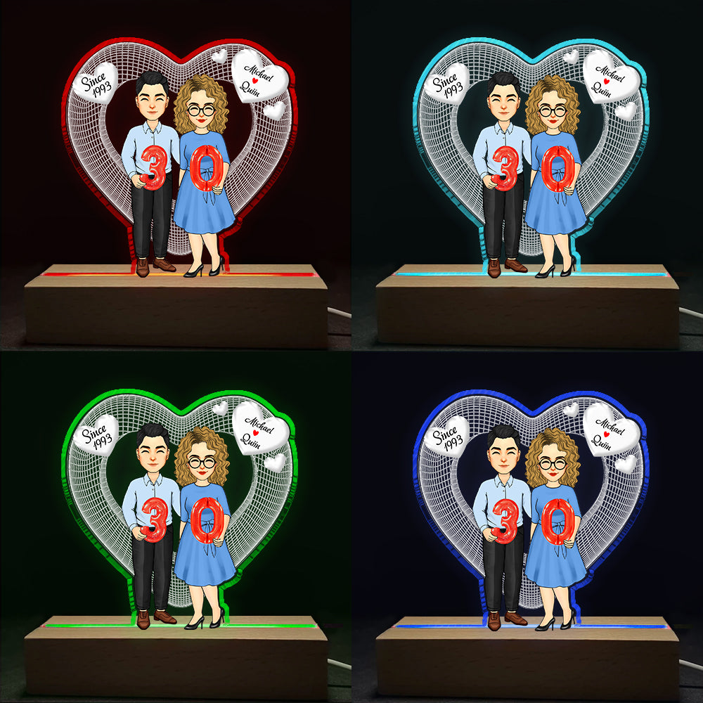 Together Since, Couple Personalized Custom Shaped 3D LED Light