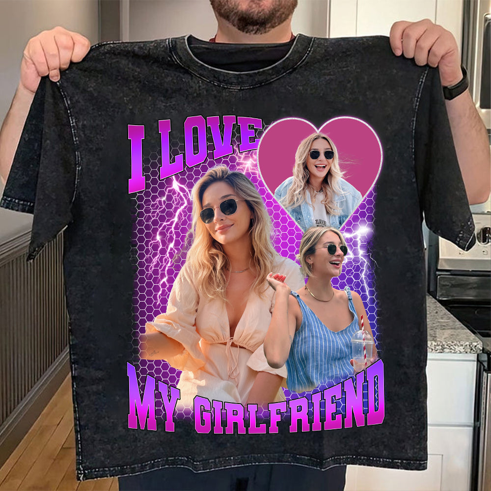 Custom Photo I Love My Girlfriend Valentine Shirt Gift For Boyfriend