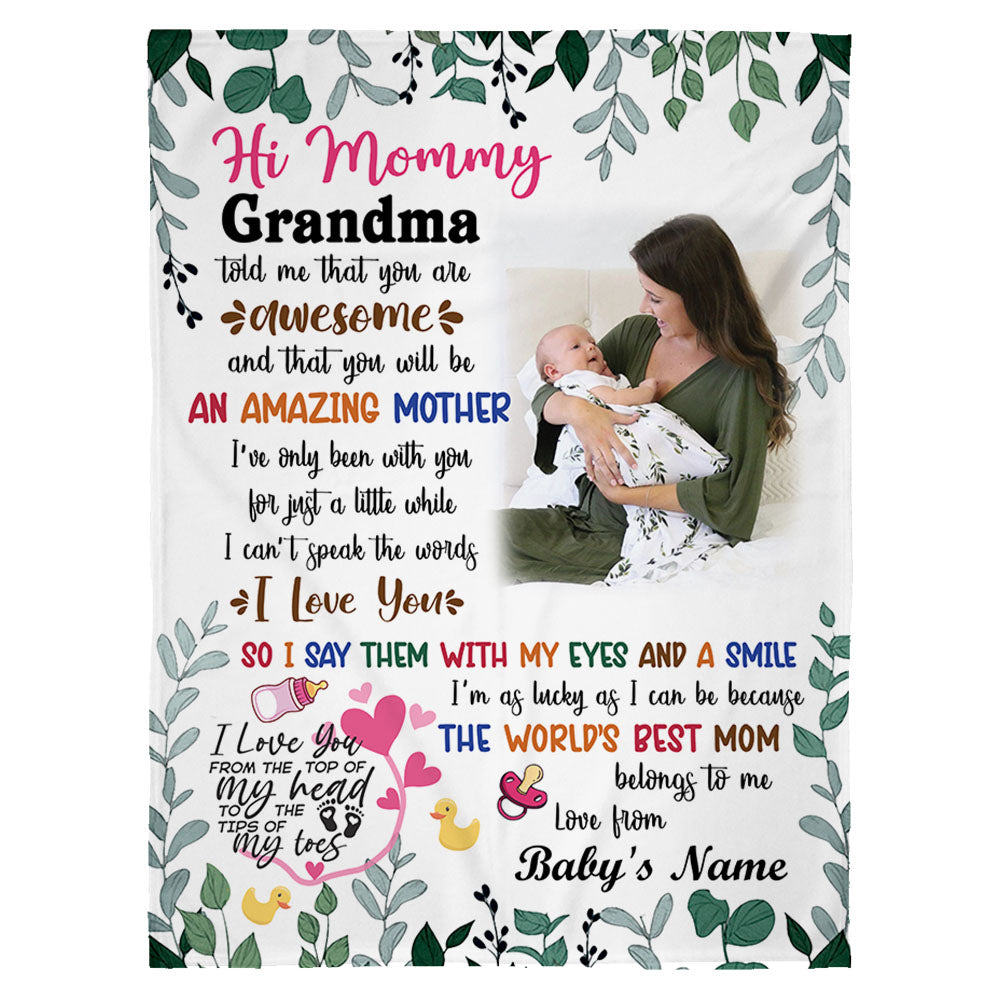 New Mom Gift From Grandma And Baby Personalized Blanket - Personalized Blankets With Names And Pictures