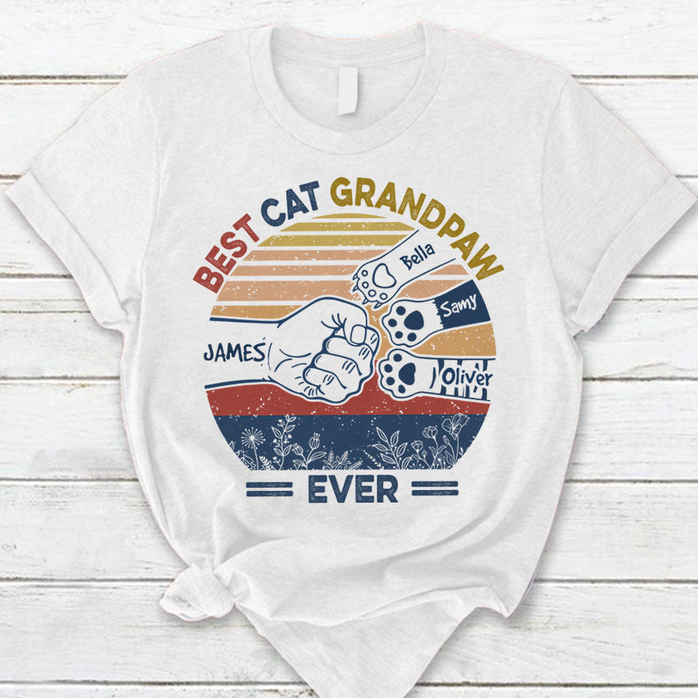 Personalized Best Cat Grandpaw Ever Custom Nickname With Cat Paw T-Shirt Gift For Cat Dad Kl97