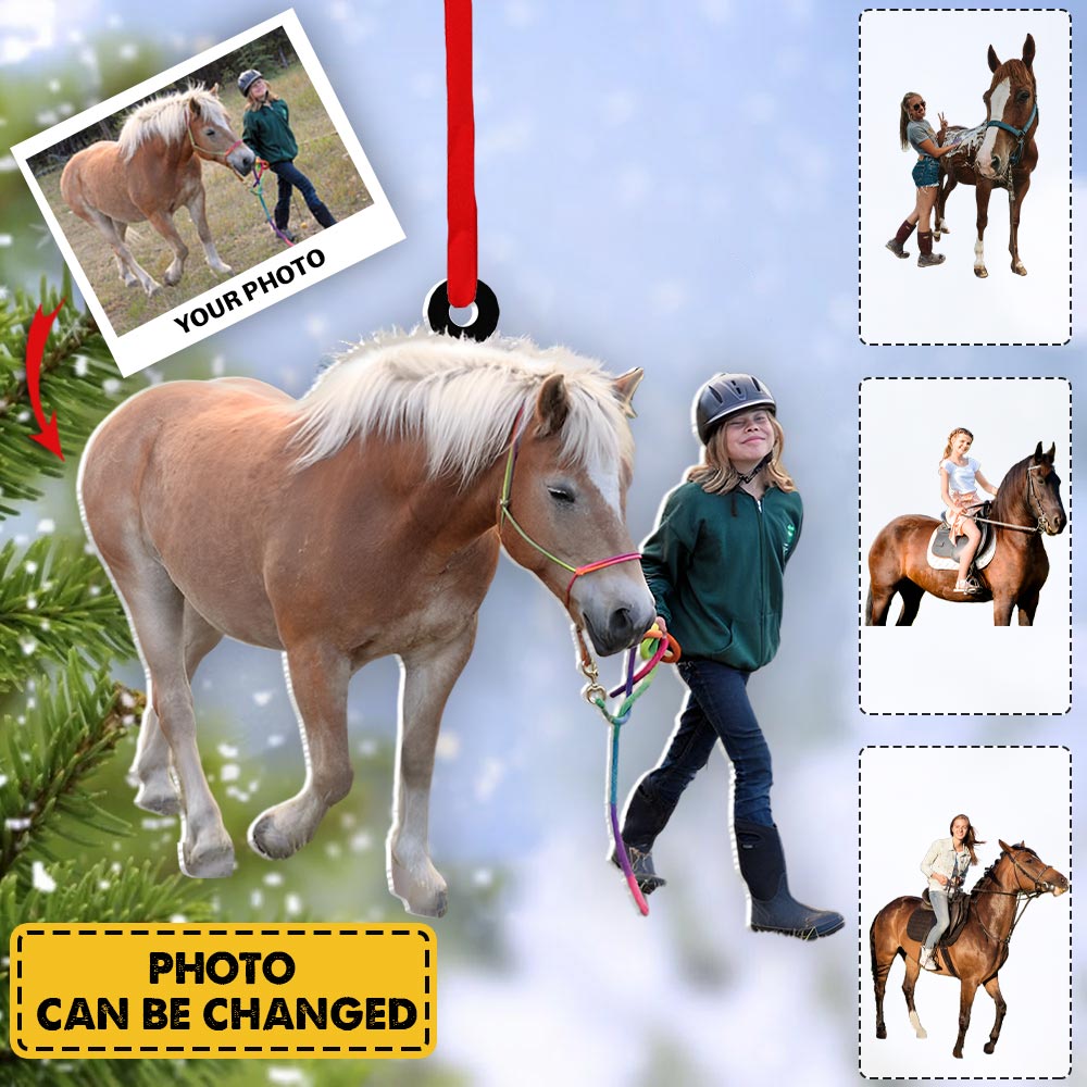 Personalized Ornament For Horse Lover Gift For People Who Love Riding Horse - Custom Photo