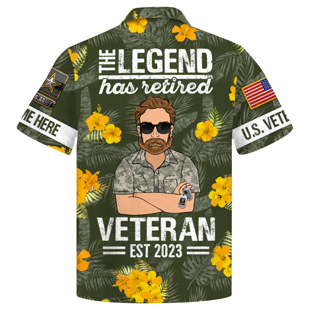 The Legend Has Retired Veteran Est Personalized Hawaiian Shirt For Veterans H2511