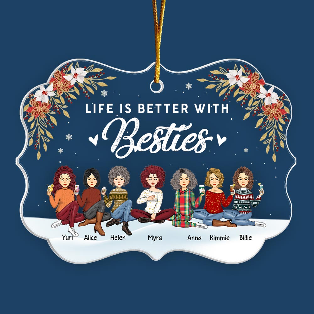 Life Is Better With Besties Sister Sistas Personalized Acrylic Ornament
