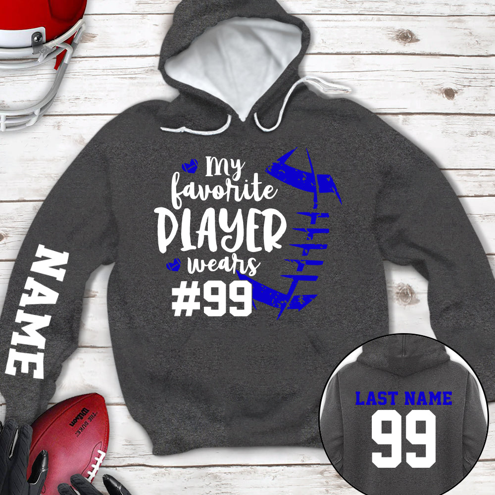 Personalized Shirt My Favorite Player Wears Football Number All Over Print Shirt For Football Mom Grandma Family Member Game Day Shirt H2511