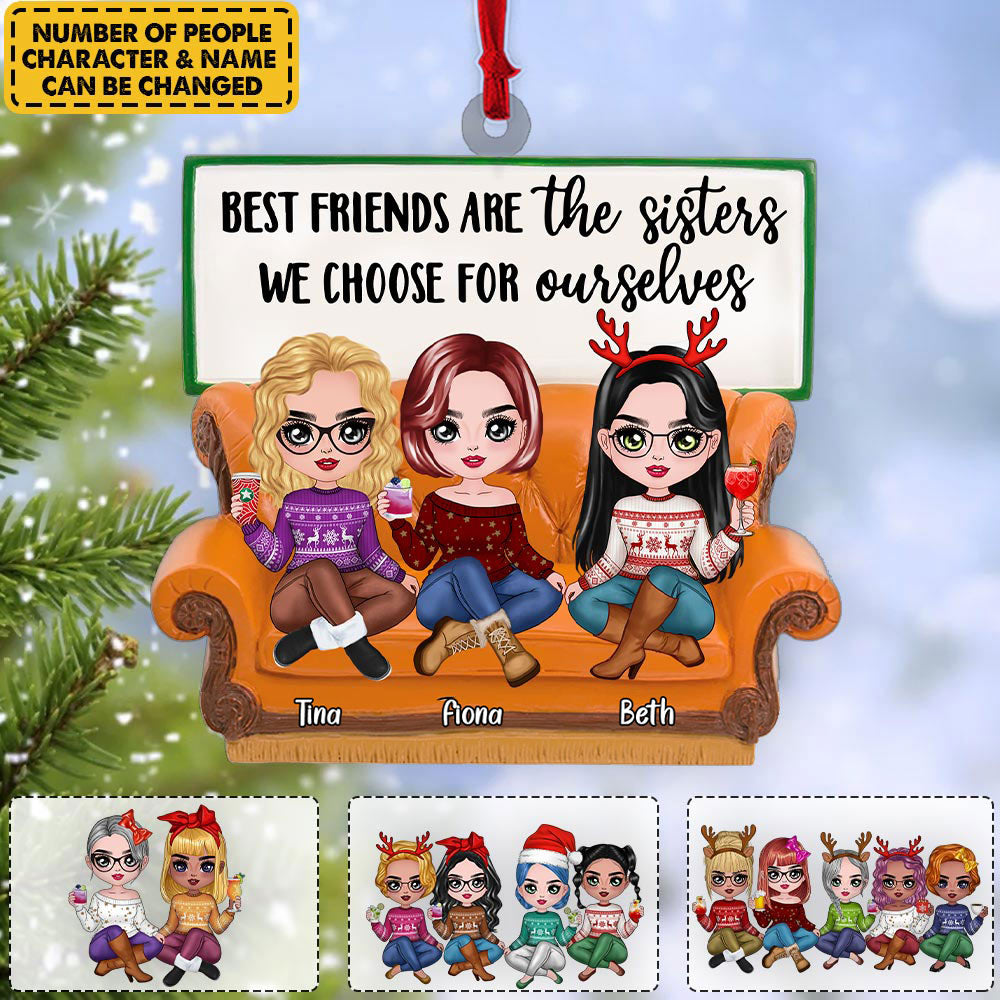 Personalized Ornament For Friend Besties - Best Friends Are The Sisters We Choose For Ourselves Sitting Together Ornament