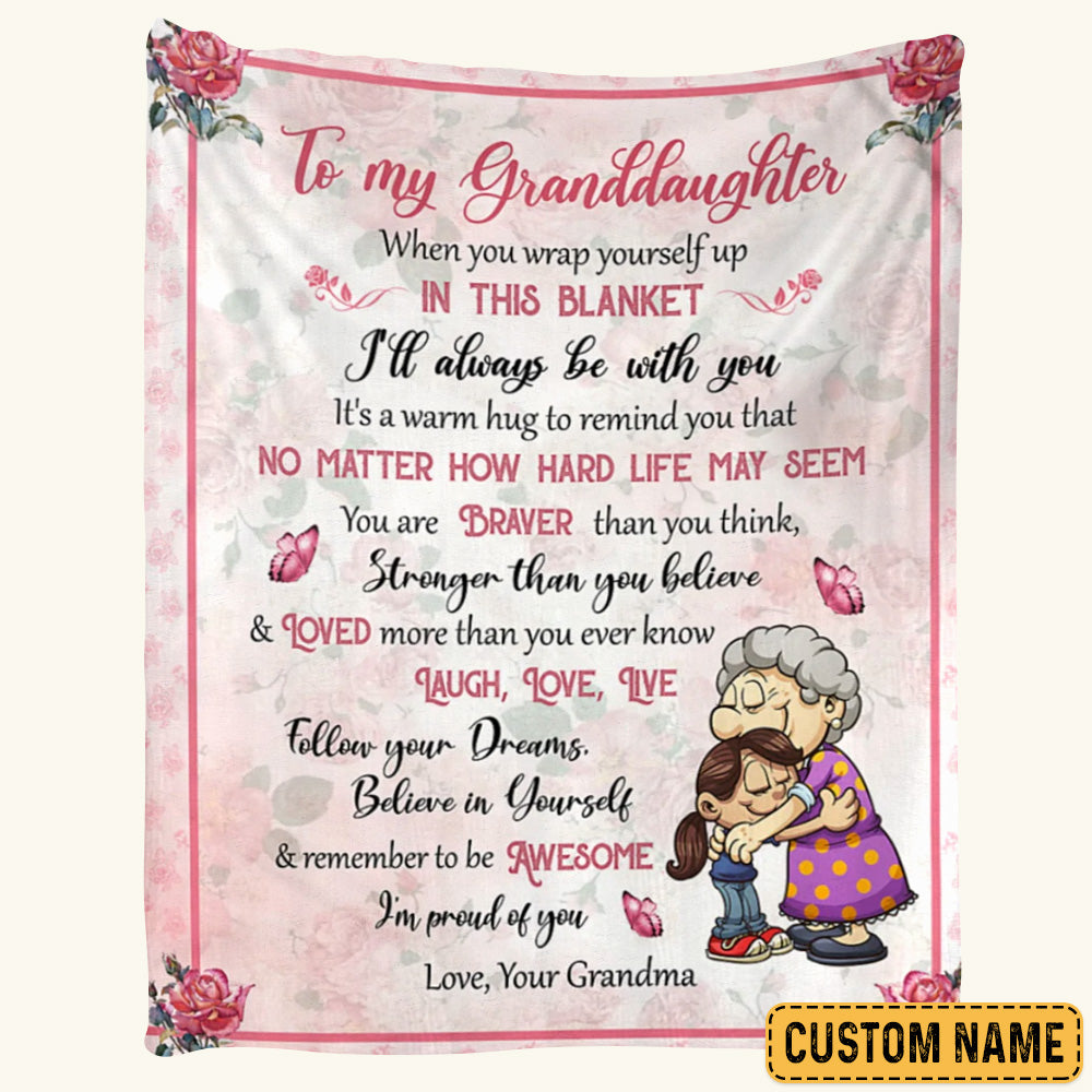 I Will Always Be With You Butterfly Custom Blanket Gift For Granddaughter
