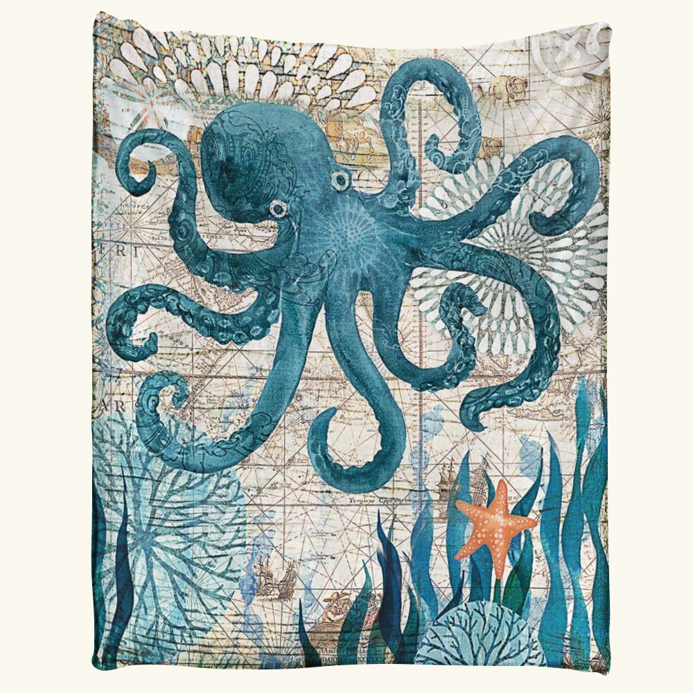 Octopus Sea Animal Vintage Blanket