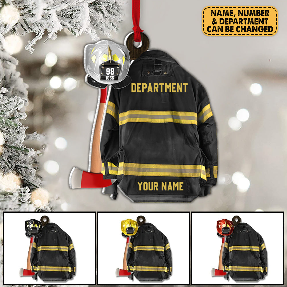 Firefighter Helmet Black Armor Personalized Ornament Gifts For Firefighter Fireman