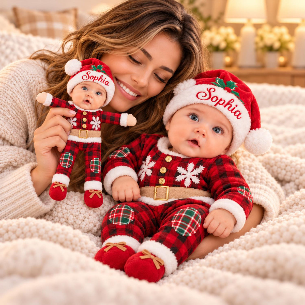 Personalized Baby Photo Squishy Toy, Poseable Plush Doll, Baby’s First Christmas Gift, Funny Gift for Parents T1807 Hv01