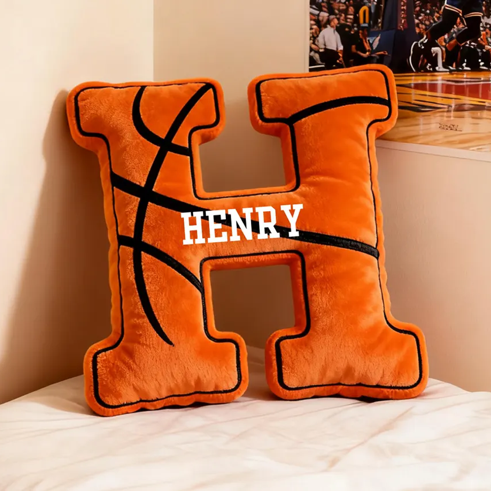 Custom Initial Basketball Pillow, Basketball Lover Player Gift - Custom Ugly Plush Pillow For Basketball Player Hv01