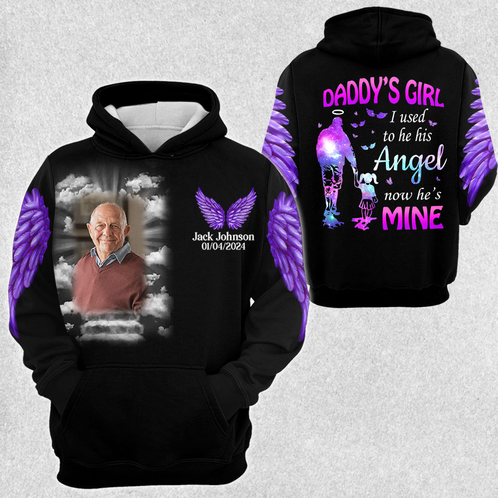 Daddy's Girl, I Used To Be His Angel Now He's Mine, Personalized Photo Memorial Shirt A2110 Tu20