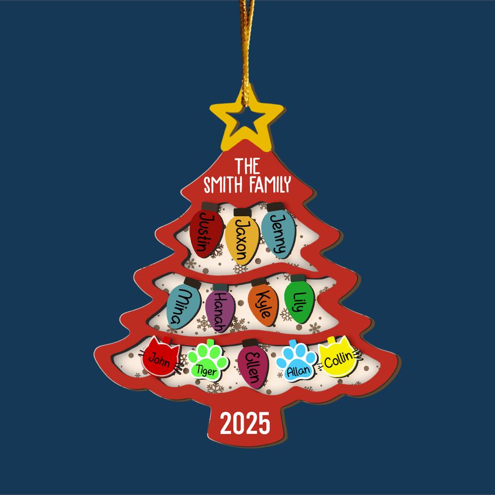 Personalized Family Tree Ornament 2025, Custom Family With Pet Ornament, Large Family Ornament, 2025 Christmas Ornament, Christmas Gifts Nh00